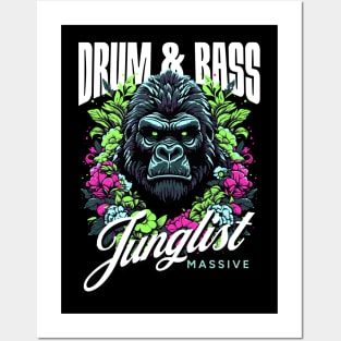 DRUM AND BASS - Junglist  Gorilla Massive (white/green/pink) Posters and Art